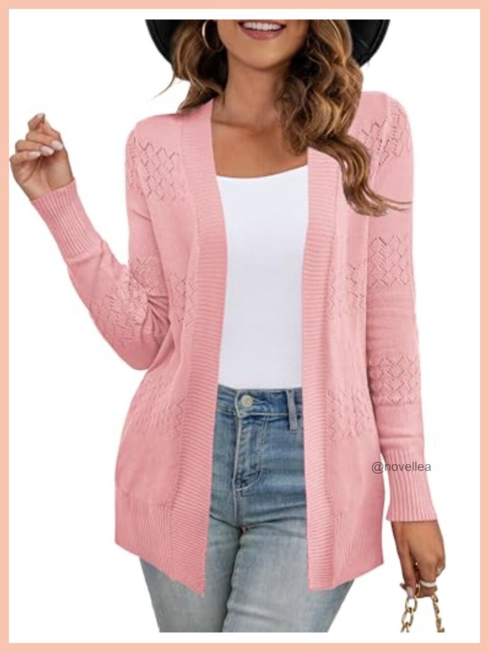 Women's Boho Crochet Knit Cardigan Loose Fit Open Front Sweater